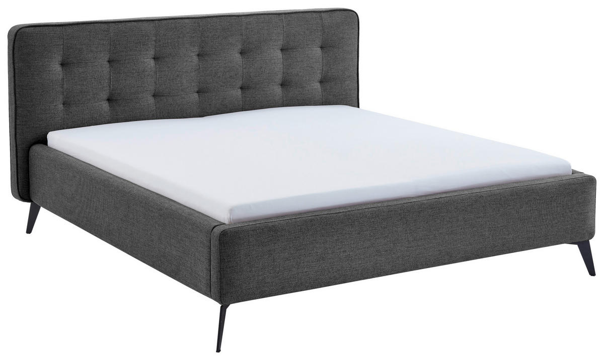 POLSTERBETT 180/200 cm,  in Anthrazit,  - Anthrazit/Schwarz, Design, Textil/Metall (180/200cm) - Lomoco