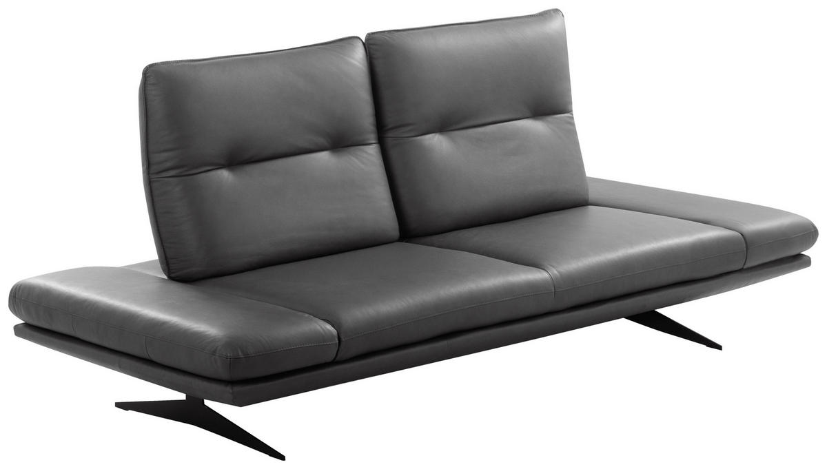 3-SITZER-SOFA 238/95/107 cm  in Echtleder Dunkelgrau   - Dunkelgrau/Schwarz, Design, Leder/Metall (238/95/107cm) - Celina Home