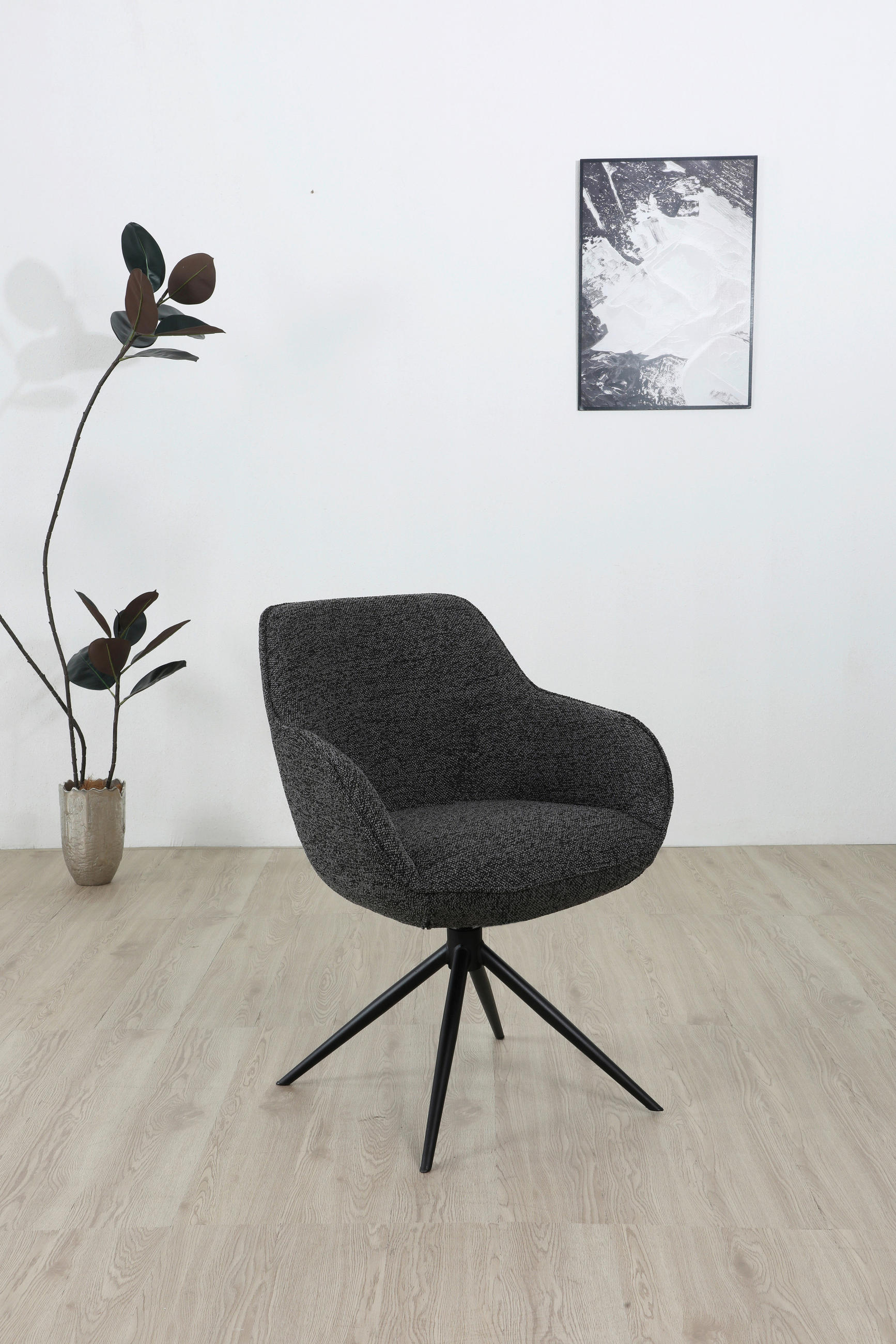 Thumbnail - Novel Armlehnstuhl, Anthrazit, Metall, Textil, Drehkreuz, 64x84x61 cm, Sitzfläche 360° drehbar, automatische Rückholfunk...