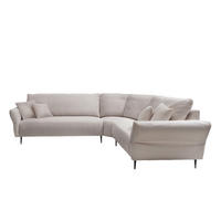 ECKSOFA in Cord Beige  - Beige/Schwarz, Design, Textil/Metall (294/256cm) - Livetastic