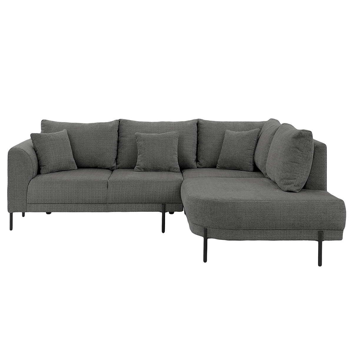 ECKSOFA Mauris Grau Chenille Rückenkissen  - Schwarz/Grau, Design, Kunststoff/Textil (233/200cm) - Livetastic