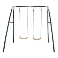 Schaukel Metal Double Swing Anthrazit, Weiß  - Anthrazit/Weiß, Basics, Kunststoff/Metall (210/217/210cm) - Ambia Garden