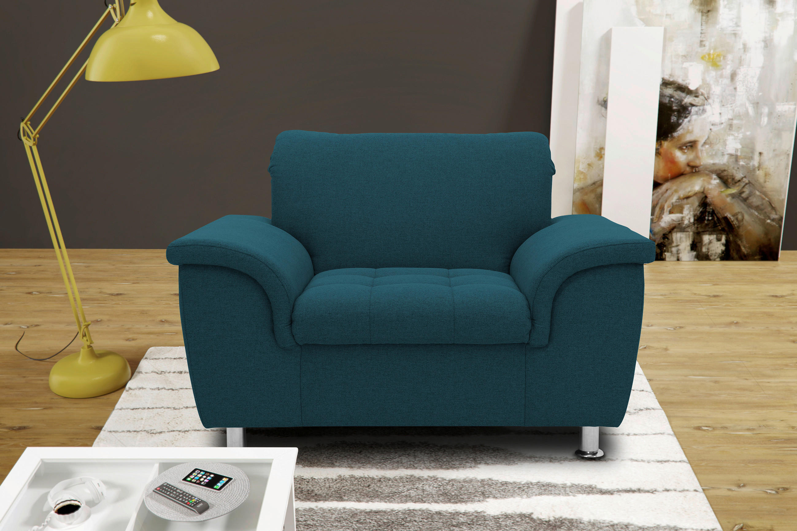 SESSEL Webstoff Petrol    - Chromfarben/Petrol, KONVENTIONELL, Textil/Metall (120/81/105cm) - MID.YOU