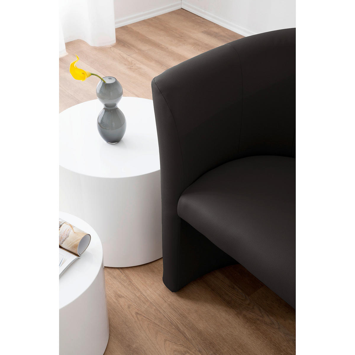 COCKTAILSESSEL Lederlook Dunkelbraun  - Dunkelbraun/Schwarz, Design, Kunststoff/Textil (66/75/56cm) - Livetastic