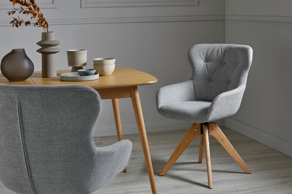 STUHL  in Webstoff  - Eichefarben/Hellgrau, Modern, Holz/Kunststoff (57/62/91cm) - Livetastic