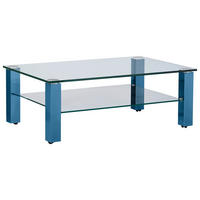 COUCHTISCH Glas, Metall 110/70/42,5 cm  - Blau, Design, Glas/Kunststoff (110/70/42,5cm)