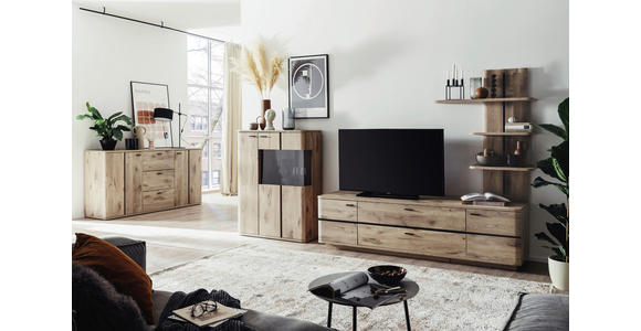 WOHNWAND in Anthrazit, Eichefarben 300/181/50 cm - Eichefarben/Anthrazit, KONVENTIONELL, Glas/Holzwerkstoff (300/181/50cm) - Cantus