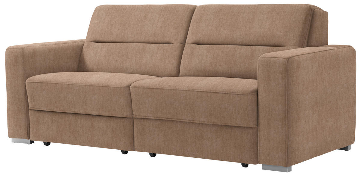 SCHLAFSOFA in Textil Hellbraun  - Hellbraun, Konventionell, Textil/Metall (202/86/92cm) - Sedda