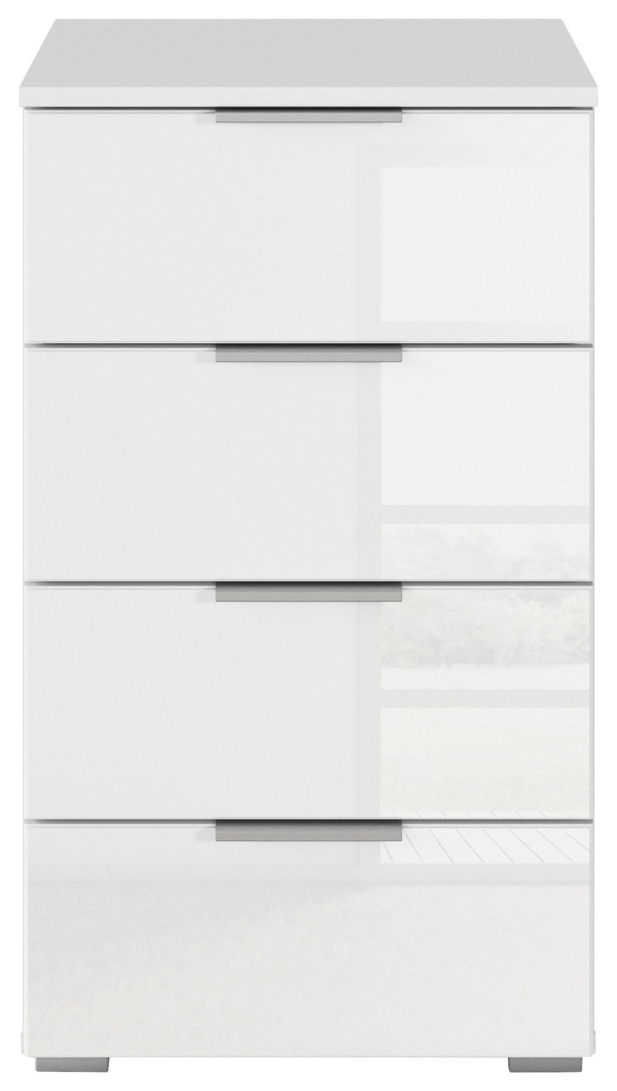 ÉJJELISZEKRÉNY fehér  - alumíniumszínű/fehér, Basics, műanyag/faalapú anyag (47/81/42cm) - Carryhome