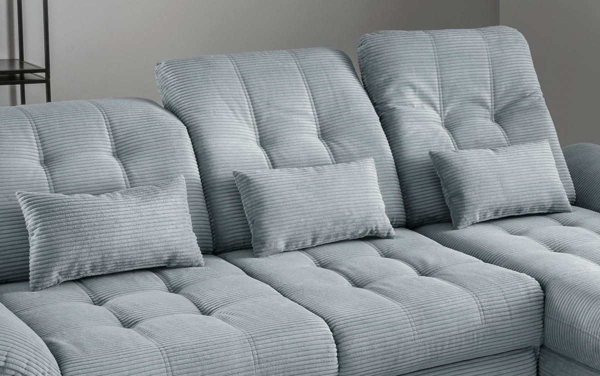 ECKSCHLAFSOFA in Cord Hellblau  - Schwarz/Hellblau, Modern, Textil/Metall (273/189cm) - Livetastic