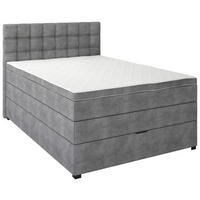 BOXSPRINGBETT 120/200 cm,  in Grau, Matratze, Bettkasten, Topper, H3 = fest  - Schwarz/Grau, KONVENTIONELL, Kunststoff/Textil (120/200cm) - Boxxx