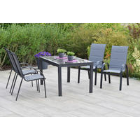 GARTENTISCHGRUPPE  - Graphitfarben/Braun, KONVENTIONELL, Glas/Textil - Gardenson