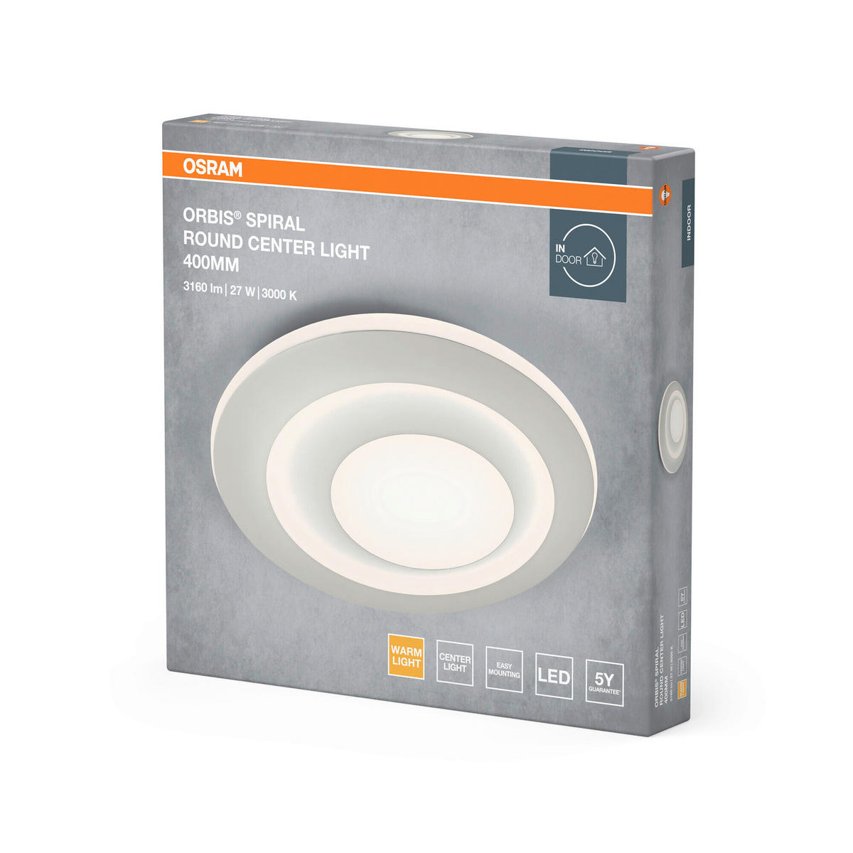 LED-DECKENLEUCHTE Orbis Spiral Round 40/5 cm   - Weiß, Design, Kunststoff/Metall (40/5cm) - Osram