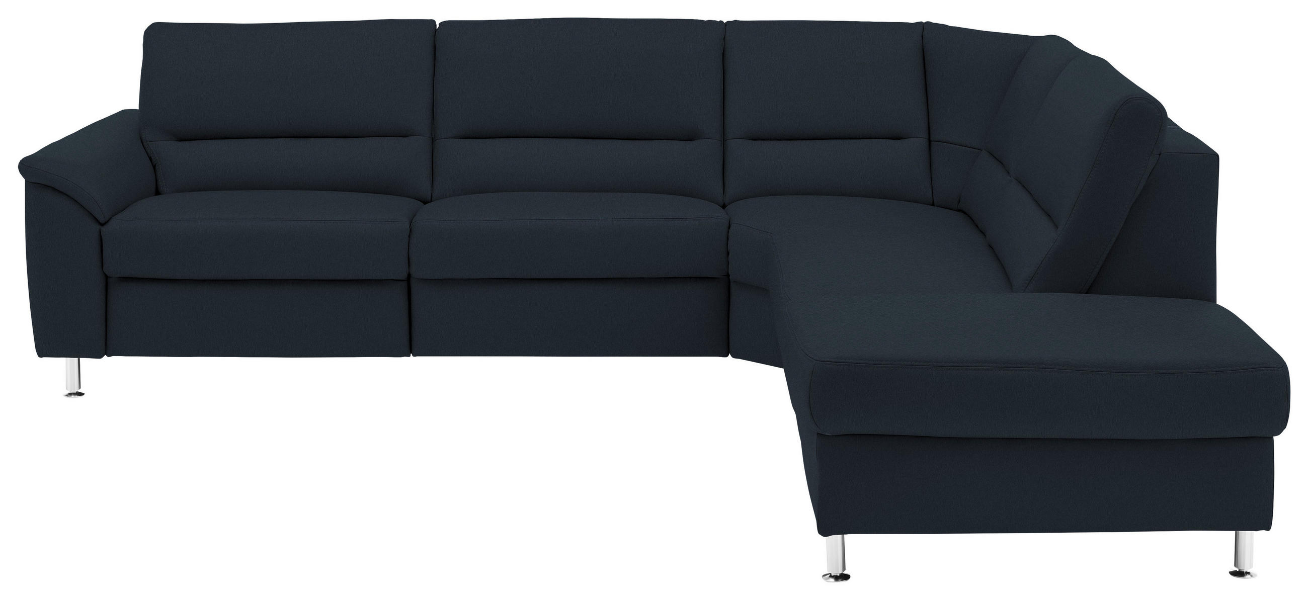 ECKSOFA in Echtleder Dunkelblau  - Alufarben/Dunkelblau, Konventionell, Leder/Metall (290/249cm) - Beldomo Premium
