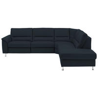 ECKSOFA in Echtleder Dunkelblau  - Alufarben/Dunkelblau, Konventionell, Leder/Metall (290/249cm) - Beldomo Premium