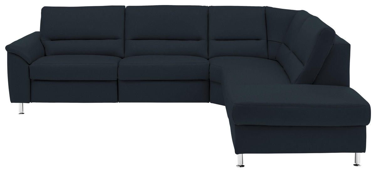 ECKSOFA in Echtleder Dunkelblau  - Alufarben/Dunkelblau, Konventionell, Leder/Metall (290/249cm) - Beldomo Premium