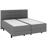 BOXSPRINGBETT 180/200 cm,  in Grau, gepolstertes Kopfteil, Matratzen, H3 + H3 = fest  - Schwarz/Grau, KONVENTIONELL, Holzwerkstoff/Kunststoff (180/200cm) - Musterring