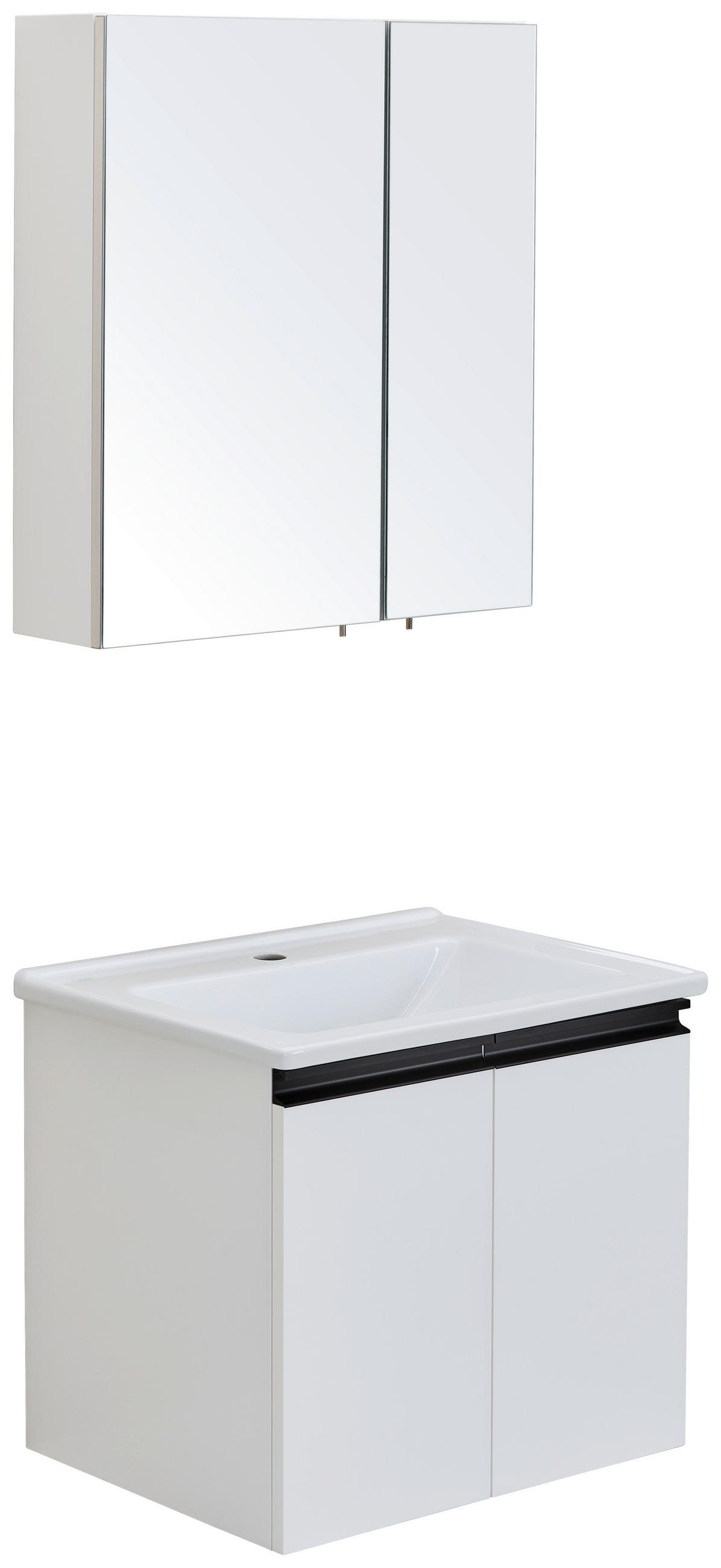 BADEZIMMER 3-teilig  in  - Weiß Hochglanz/Schwarz, MODERN, Glas/Keramik (60/119/46cm) - MID.YOU