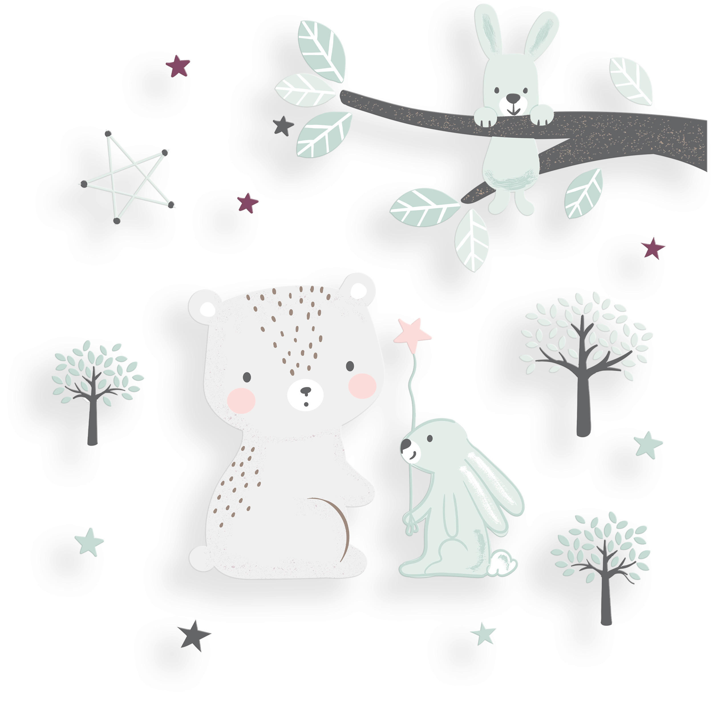 DEKORATIVNA NALEPKA - metino zelena/rjava, Basics, umetna masa - My Baby Lou