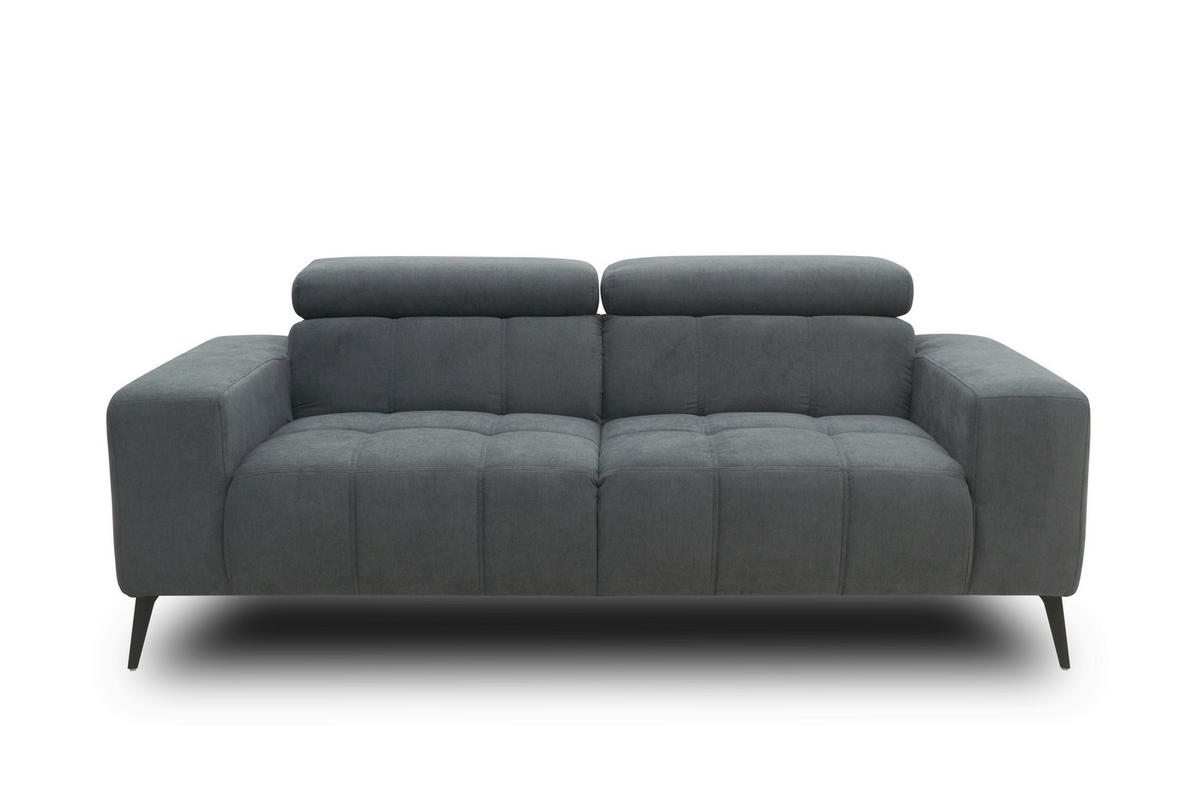 2-SITZER-SOFA TRENTO Mikrofaser Dunkelgrau  - Dunkelgrau/Schwarz, MODERN, Textil/Metall (208/79/104cm) - MID.YOU