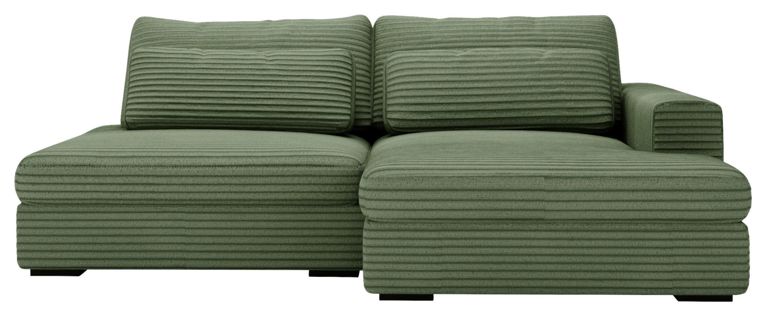 ECKSOFA Grün Cord  - Schwarz/Grün, Design, Kunststoff/Textil (223/158cm) - home24