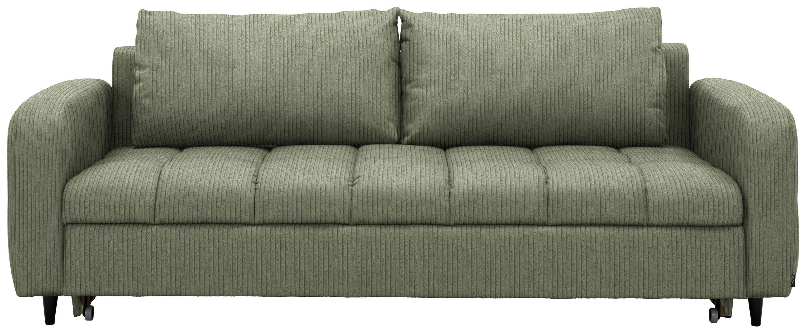 SCHLAFSOFA Cord, Velours Grün Stoffauswahl, Bettfunktion erhältlich, Rücken echt, Armteil links, Armteil rechts  - Schwarz/Grün, Design, Holz/Textil (236/88/101cm) - Lomoco