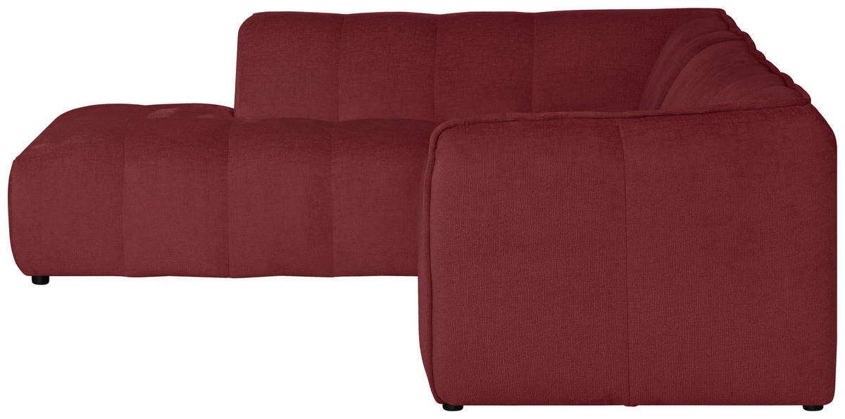 ECKSOFA LIVOLI in Chenille Bordeaux  218/260 cm  - Bordeaux/Schwarz, Design, Textil (218/260cm) - MID.YOU