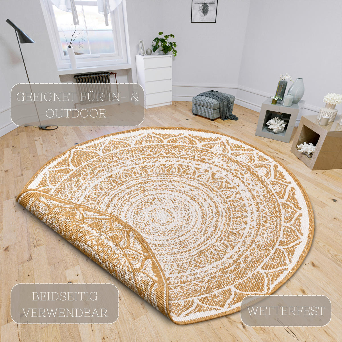 OUTDOORTEPPICH 200 cm Twin Supreme Creme, Honig  - Creme/Honig, Basics, Kunststoff (200cm)