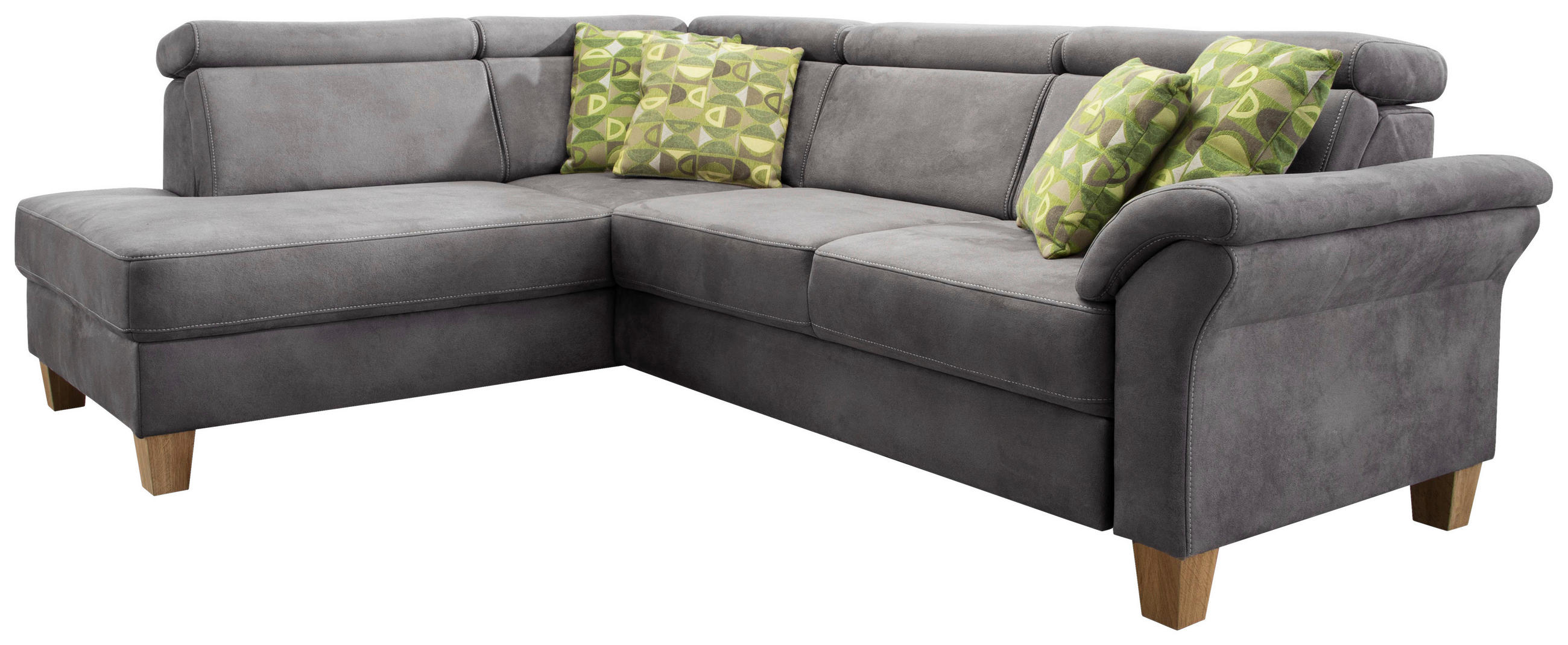 ECKSOFA in Mikrofaser Anthrazit  - Eichefarben/Anthrazit, Konventionell, Holz/Textil (194/245cm) - Sit & More