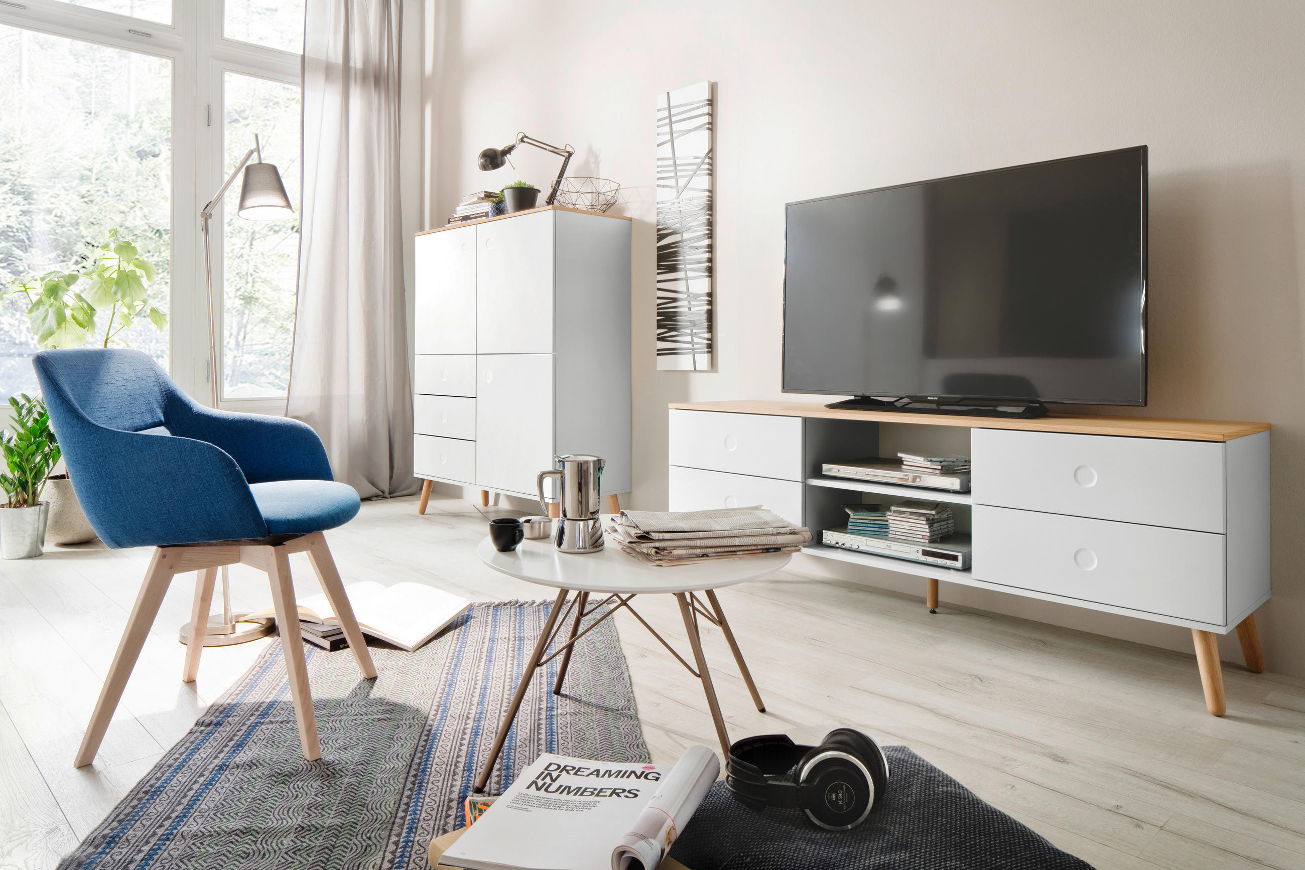 TV-ELEMENT - Eichefarben/Weiß, Design, Holz/Holzwerkstoff (162/60/43cm)