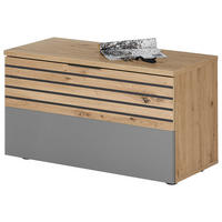 GARDEROBENBANK Grau, Eiche Artisan  - Schwarz/Eiche Artisan, Natur, Kunststoff (85/48/38cm) - MID.YOU