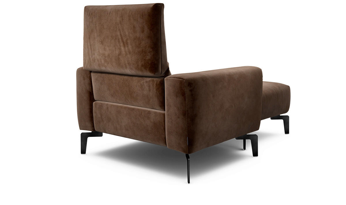 Sessel inkl. Hocker Samt    - Schwarz/Braun, Design, Textil/Metall (110/85/86-94cm) - SENSOO