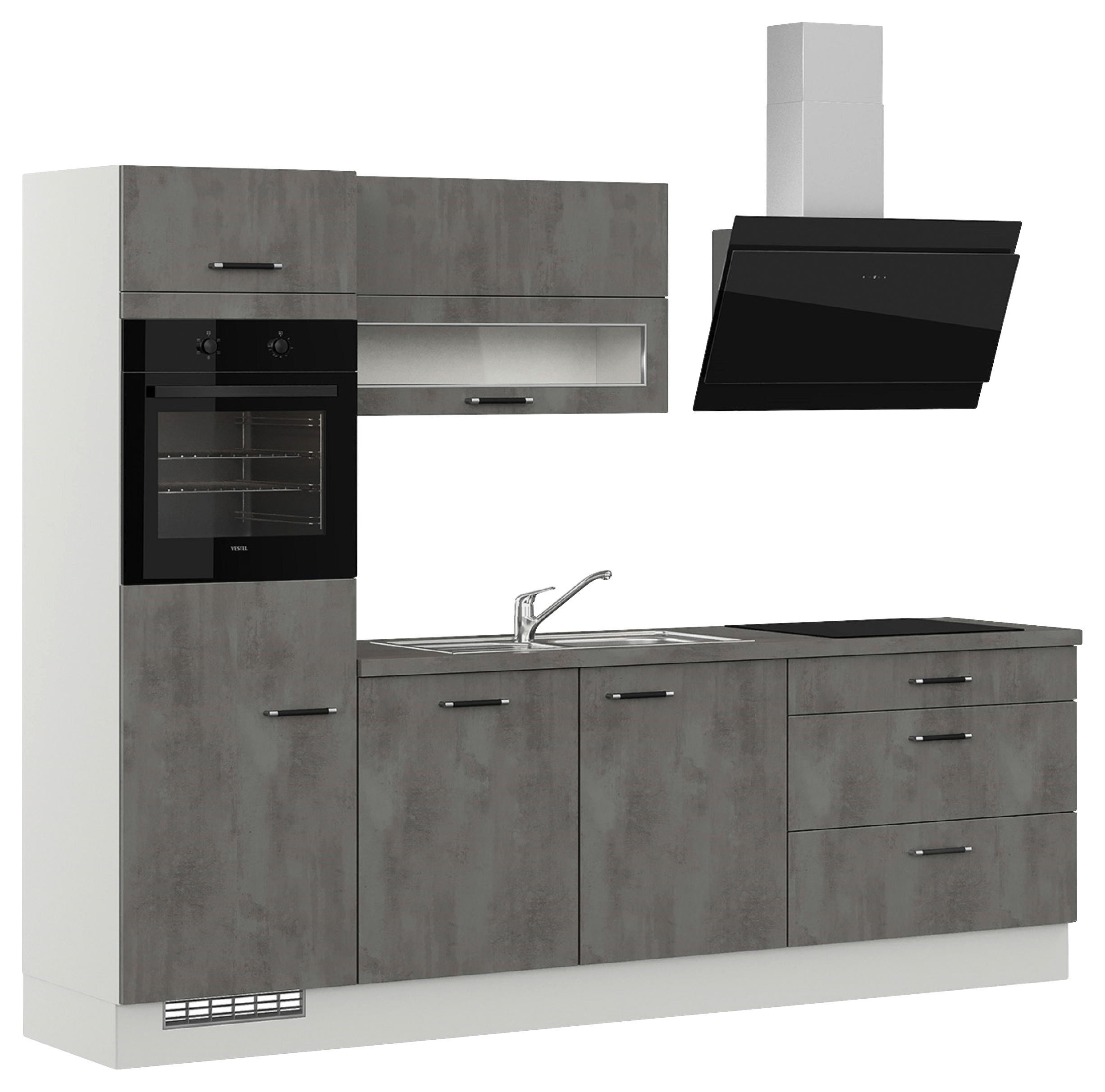 KÜCHENLEERBLOCK 270 cm   Grau  - Edelstahlfarben/Hellgrau, Design, Holzwerkstoff (270cm) - Impuls