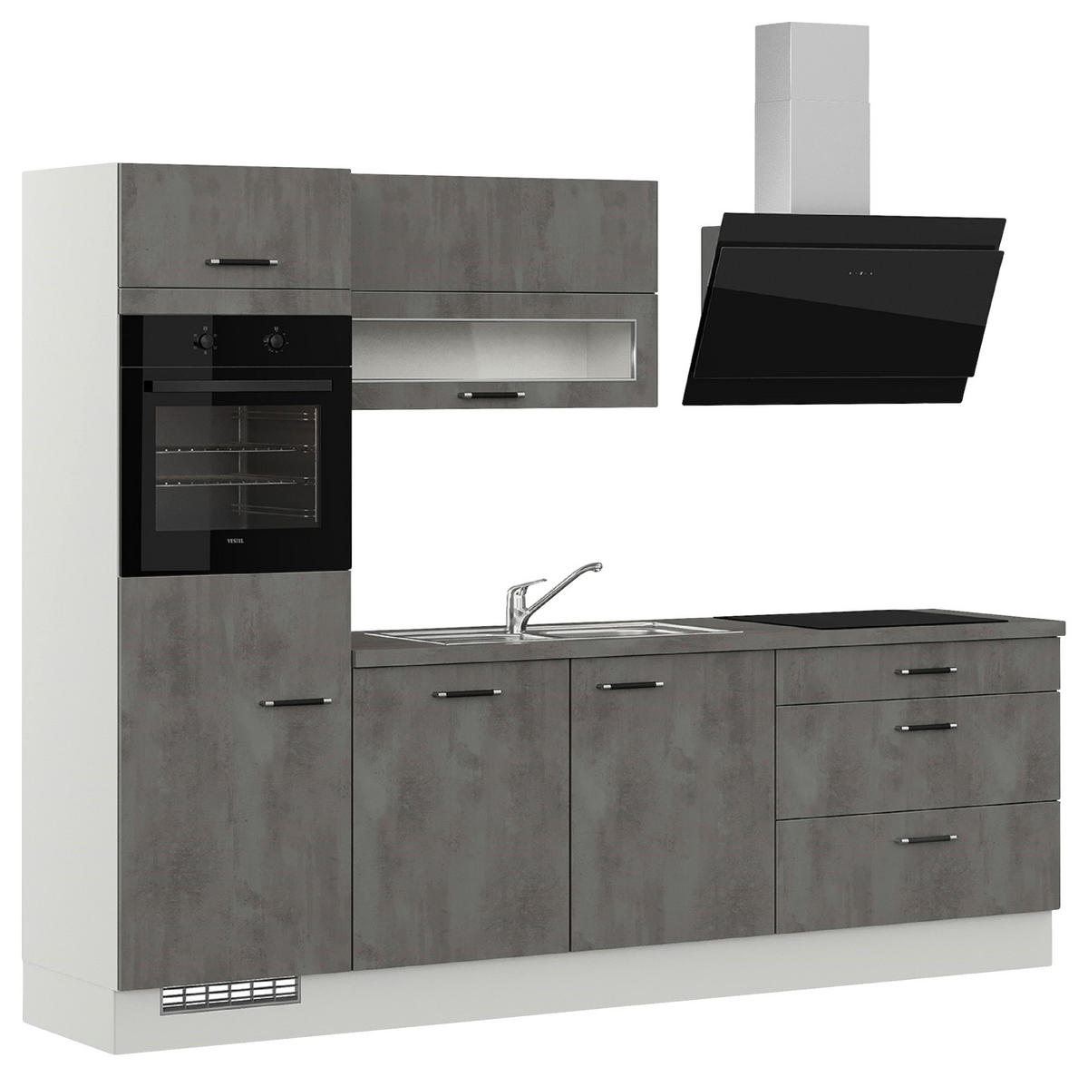 KÜCHENLEERBLOCK 270 cm   in Grau  - Edelstahlfarben/Hellgrau, Design, Holzwerkstoff (270cm) - Impuls