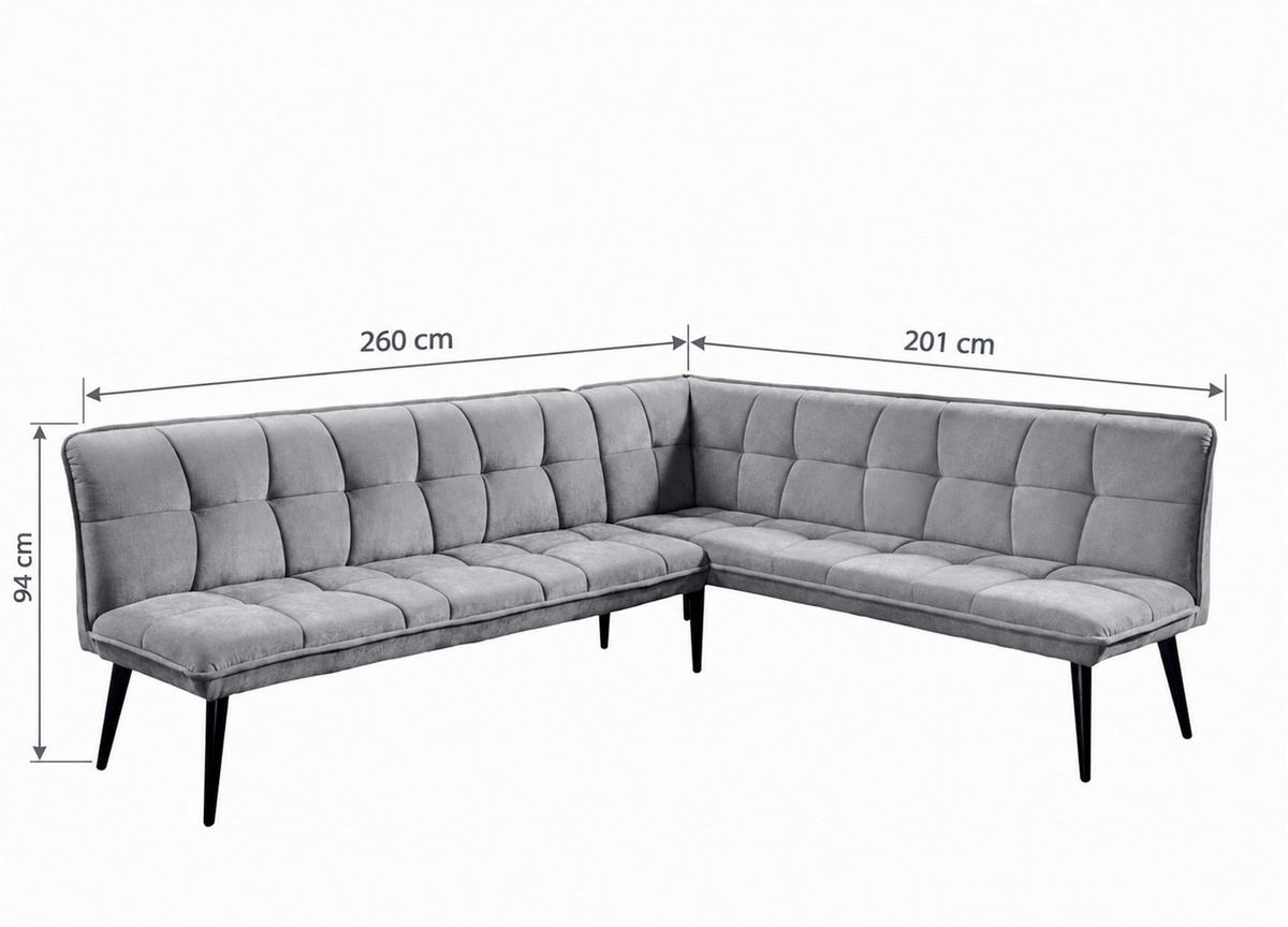 UGAONA KLUPA  antracit   - crna/antracit, Moderno, drvo/tekstil (260/201cm) - Livetastic