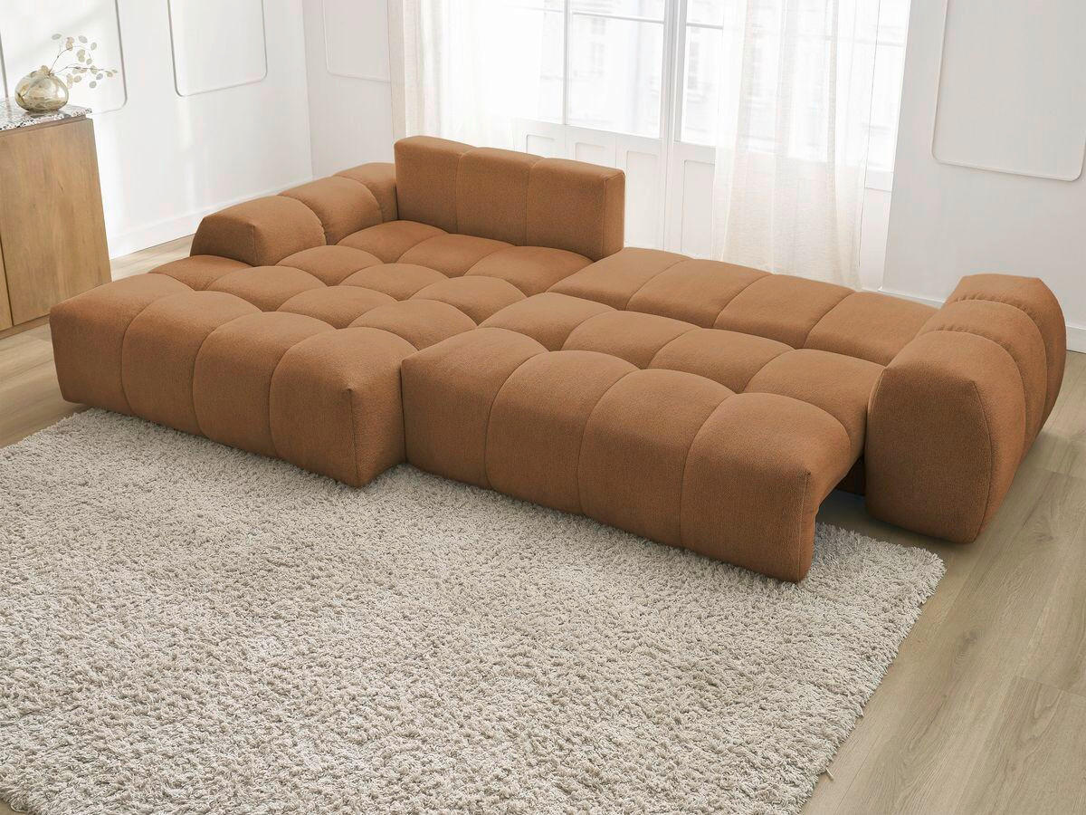 ECKSCHLAFSOFA EVEREST  mit Rücken echt, Armteil links, Armteil rechts Flachgewebe Orange  - Schwarz/Orange, MODERN, Kunststoff/Textil (180/318cm) - Livetastic