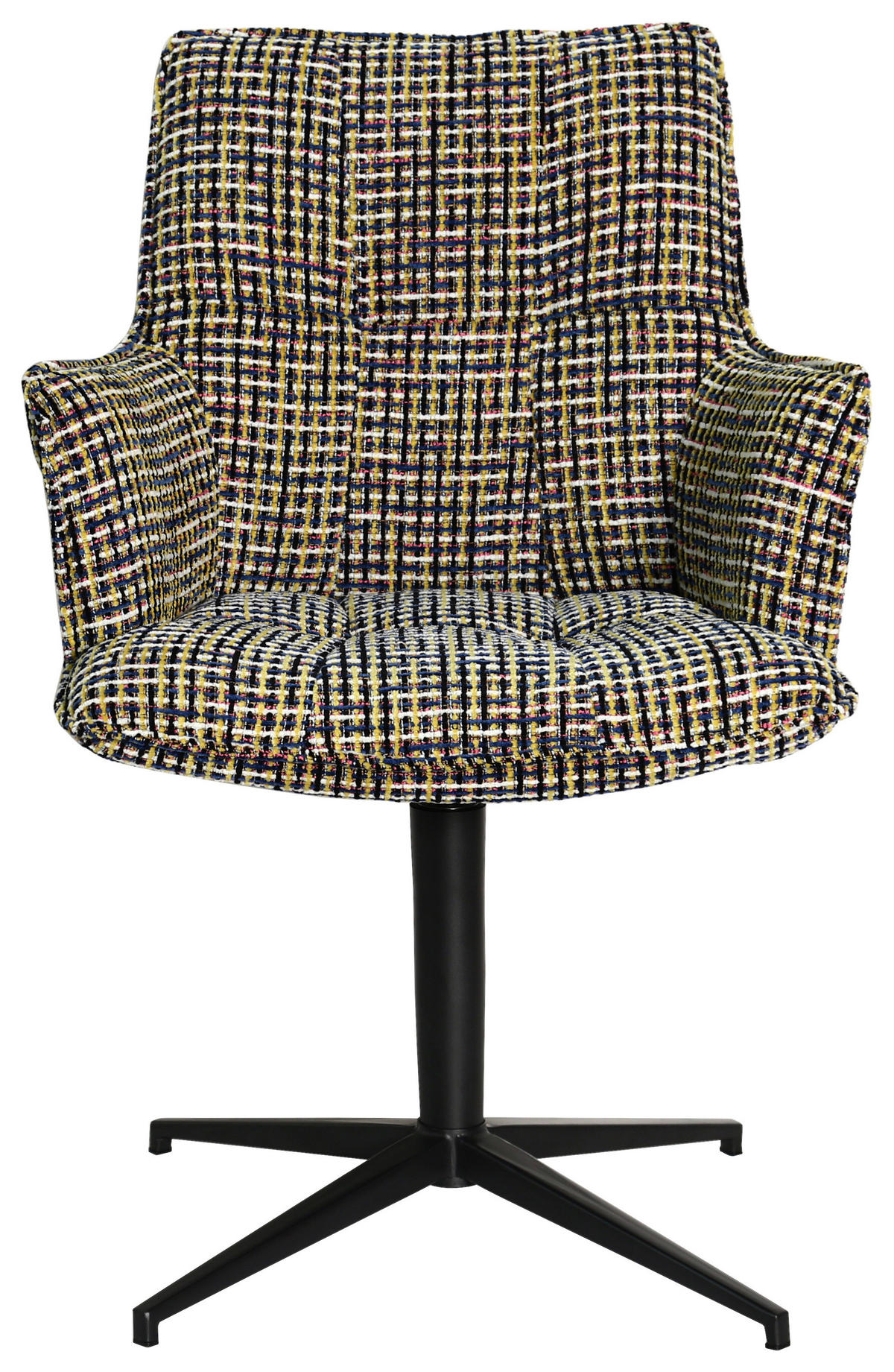 ARMLEHNSTUHL  in Eisen Chenille  - Blau/Gelb, Design, Textil/Metall (59,5/87,5/62,5cm) - Novel
