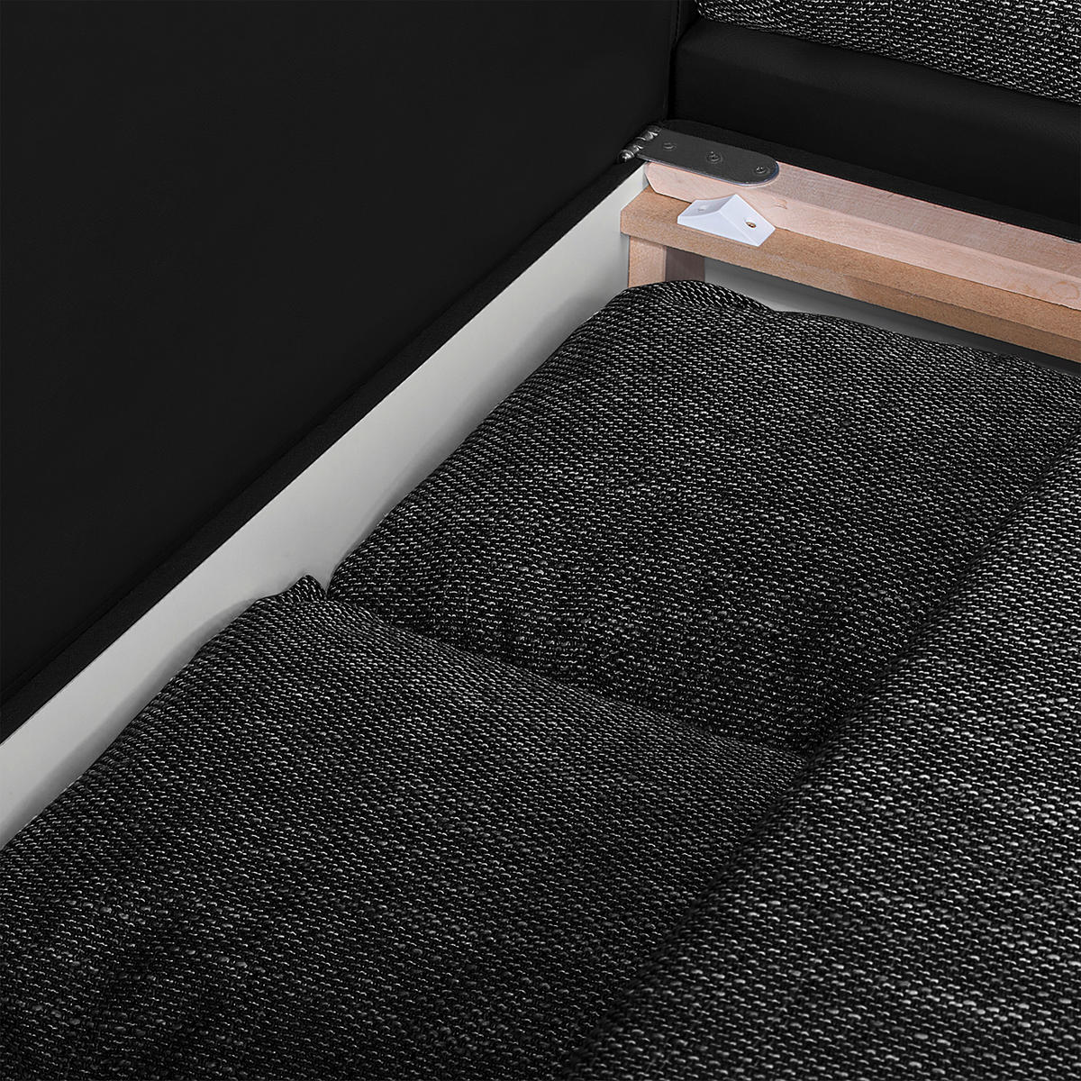 ECKSOFA Schwarz Textilgeflecht  - Chromfarben/Schwarz, Design, Textil (266/175cm) - Livetastic