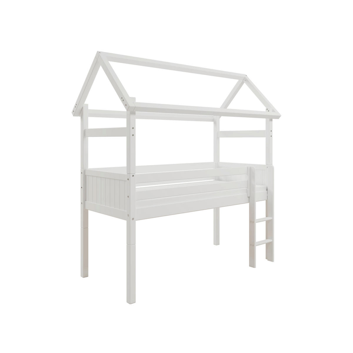 HOCHBETT 90/200 cm,  in Weiß, Leiter, Rollrost  - Weiß, MODERN, Holz (90/200cm) - Chameo