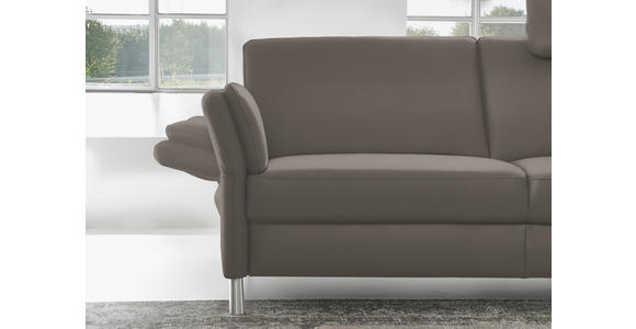 3-SITZER-SOFA Latina in Echtleder Graubraun   - Graubraun/Alufarben, Design, Leder/Metall (190/82/99cm) - Dieter Knoll