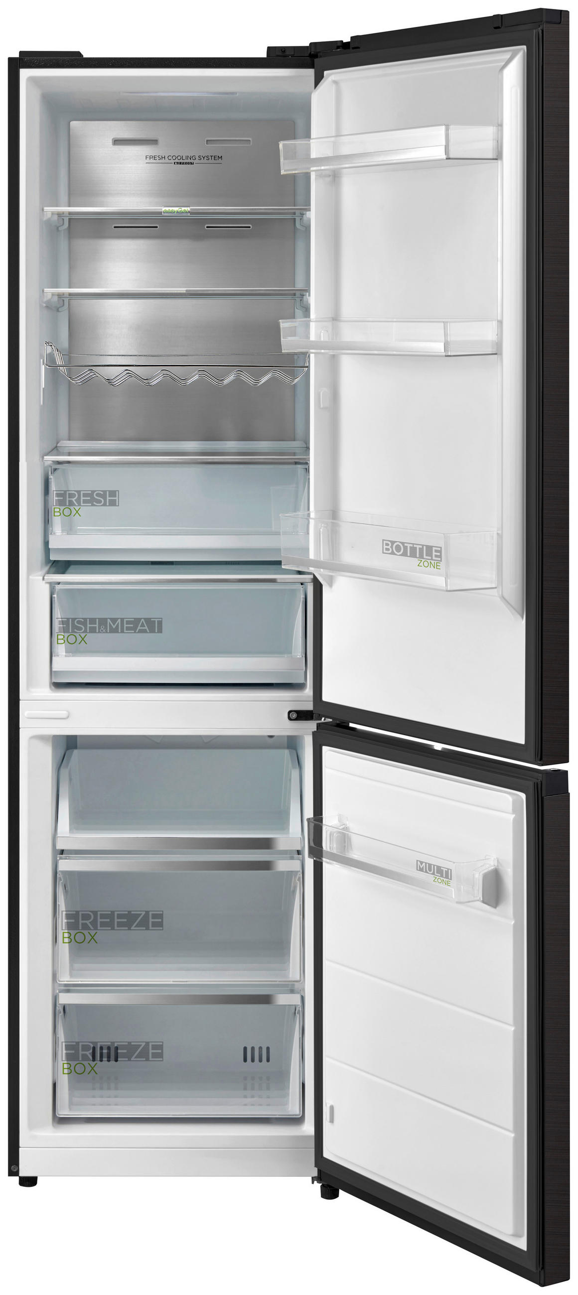 KYL-/FRYSKOMBINATION MDRB521MGA28O  - svart, Basics, metall/plast (59,5/201/70cm) - Midea