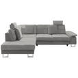 ECKSOFA in Flachgewebe Beige  - Chromfarben/Beige, Design, Textil/Metall (229/296cm) - Novel