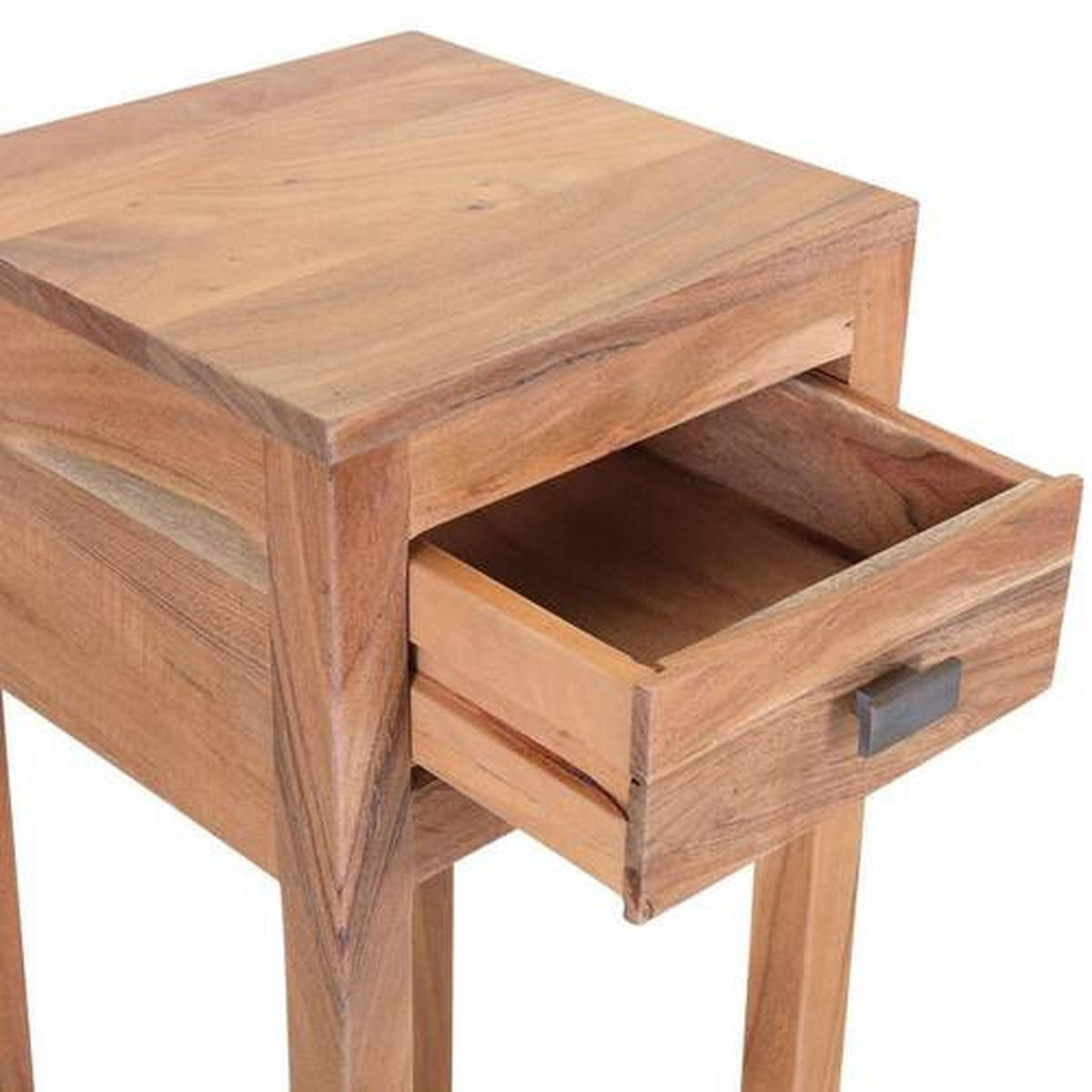 BEISTELLTISCH 30/30/80 cm Akazie massiv Akaziefarben quadratisch  - Schwarz/Akaziefarben, LIFESTYLE, Holz/Metall (30/30/80cm) - Landscape
