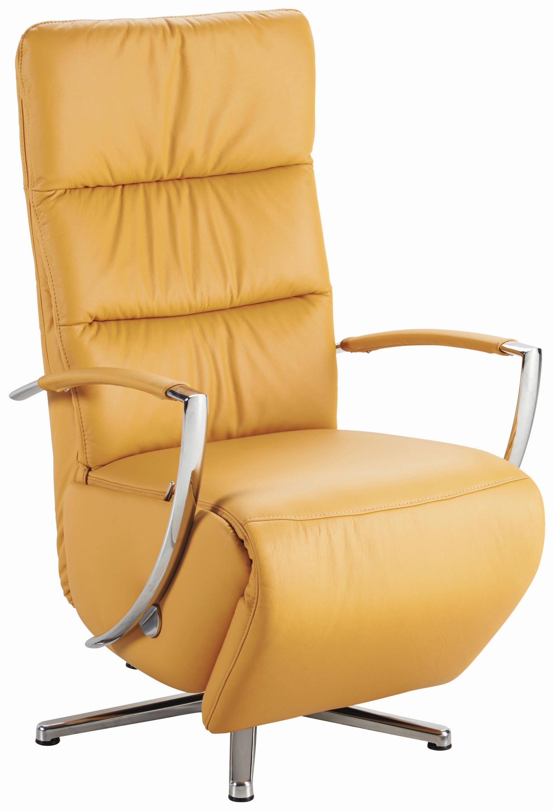 RELAXSESSEL Leder Currygelb  - Chromfarben/Currygelb, Design, Leder/Metall (64/112/80cm) - Cantus