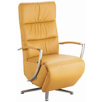 RELAXAČNÉ KRESLO, koža, kari žltá - chrómová/kari žltá, Design, kov/koža (64/112/80cm) - Cantus