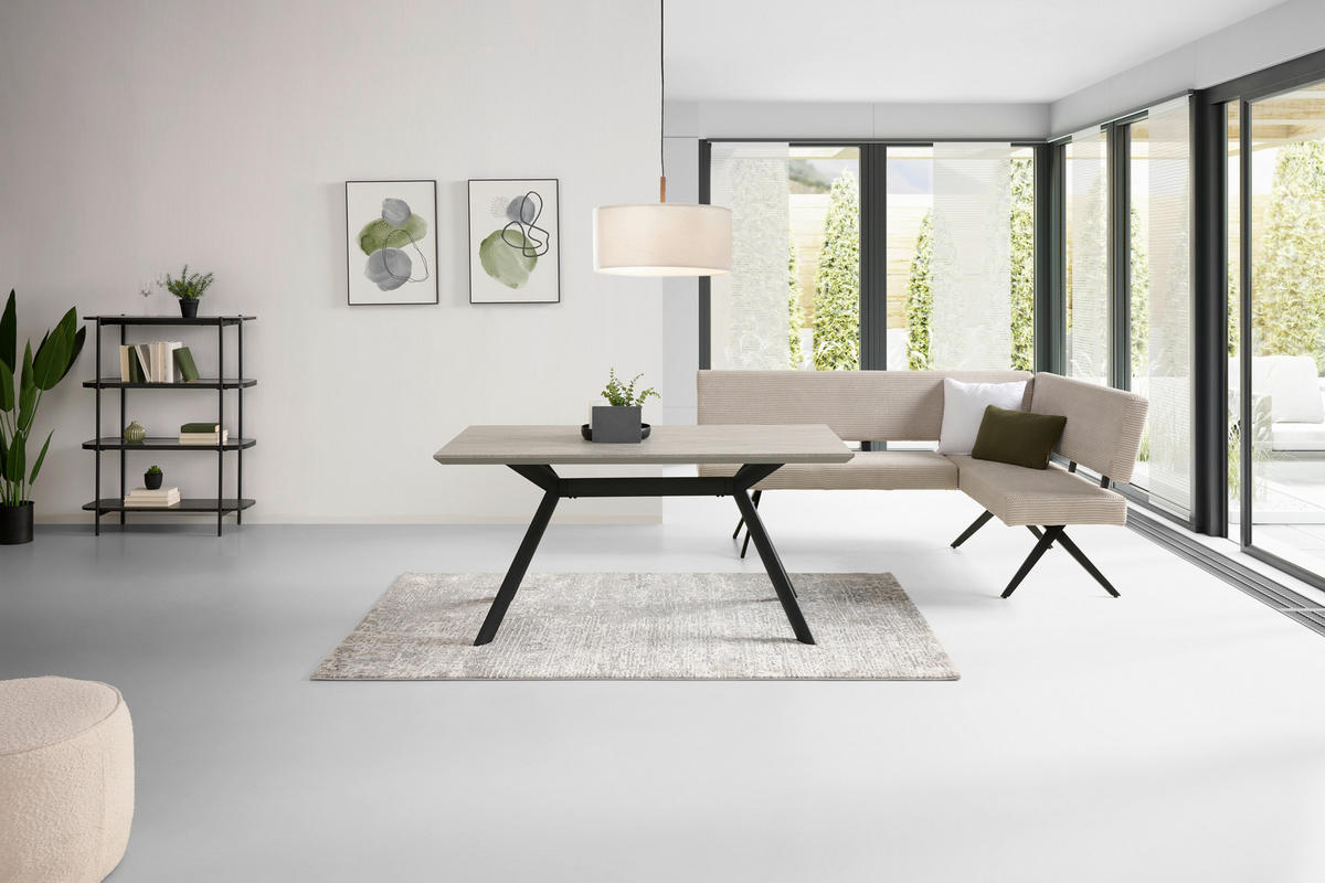 ECKBANK 190/150 cm  in Beige  - Beige/Schwarz, KONVENTIONELL, Textil/Metall (190/150cm) - MID.YOU