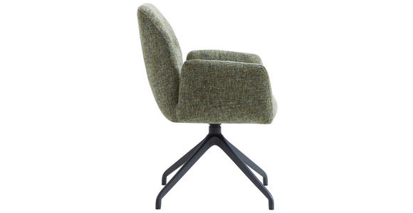 ARMLEHNSTUHL  Sitzfläche 360° drehbar, automatische Rückholfunktion Leinenoptik  - Schwarz/Grün, Design, Textil/Metall (62/89/63cm) - Dieter Knoll