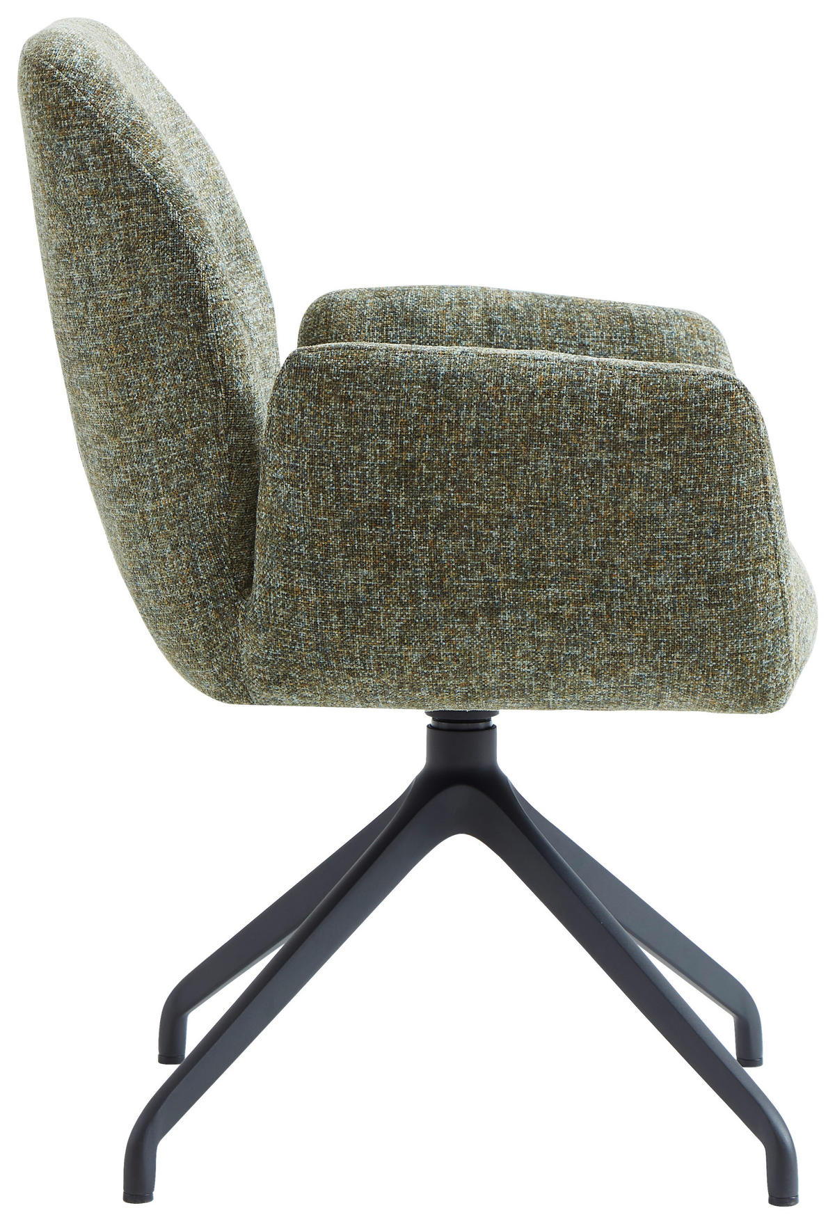 ARMLEHNSTUHL  Sitzfläche 360° drehbar, automatische Rückholfunktion Leinenoptik  - Schwarz/Grün, Design, Textil/Metall (62/89/63cm) - Dieter Knoll