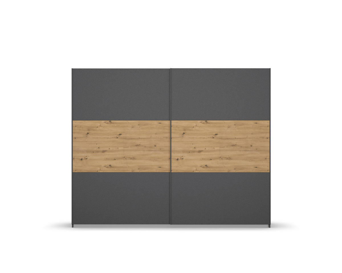 SCHWEBETÜRENSCHRANK  in Grau, Eiche Artisan  - Eiche Artisan/Grau, MODERN, Holzwerkstoff/Metall (261/210/54cm) - Rauch Möbel