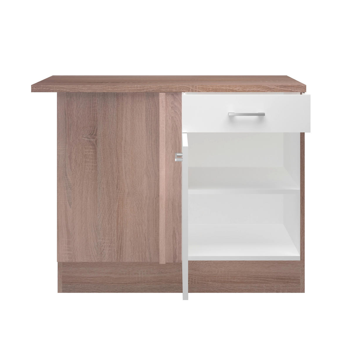 ECKKÜCHE 280/170 cm  in Weiß, Sonoma Eiche  - Alufarben/Weiß, MODERN, Holzwerkstoff/Kunststoff (280/170cm) - FlexWell